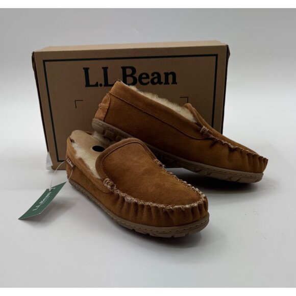 L.L. Bean Womens Wicked Good Venetian Slippers 8M Brown Suede & Shearling Indoor - Picture 1 of 10